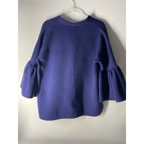 Ann Mashburn Double Knit Thick Bell Sleeve V-neck Pullover Blouse Top Large - Picture 4 of 8